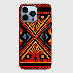 Чехол для iPhone 13 Pro Геометрический узор в африканском стиле, цвет: 3D-красный