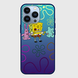 Чехол для iPhone 13 Pro Spongebob workout, цвет: 3D-тёмно-синий