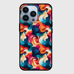 Чехол для iPhone 13 Pro Паттерн абстрактные разноцветные волны, цвет: 3D-черный