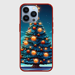 Чехол для iPhone 13 Pro Новогодняя елка с шарами, цвет: 3D-красный