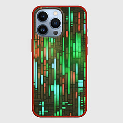 Чехол iPhone 13 Pro Неоновые полосы зелёные