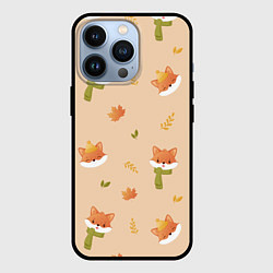 Чехол iPhone 13 Pro Лисички с листьями