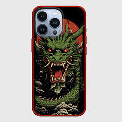 Чехол iPhone 13 Pro Зеленый дракон с открытой пастью