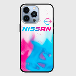 Чехол для iPhone 13 Pro Nissan neon gradient style посередине, цвет: 3D-черный