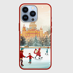 Чехол для iPhone 13 Pro Каток новогодний, цвет: 3D-красный