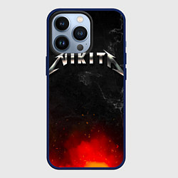 Чехол для iPhone 13 Pro Никита в стиле Металлика - огонь и искры, цвет: 3D-тёмно-синий