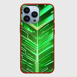 Чехол iPhone 13 Pro Зелёные неон полосы киберпанк