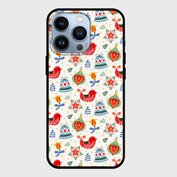 Чехол для iPhone 13 Pro Рождественские узоры, цвет: 3D-черный
