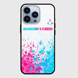 Чехол для iPhone 13 Pro Assassins Creed neon gradient style посередине, цвет: 3D-черный
