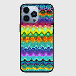 Чехол для iPhone 13 Pro Разноцветные волнистые узоры, цвет: 3D-черный