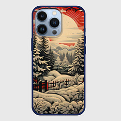 Чехол для iPhone 13 Pro Блеск снежинок новогодний стиль, цвет: 3D-тёмно-синий