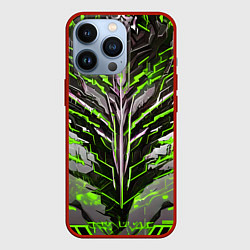 Чехол для iPhone 13 Pro Киберпанк доспех зелёный, цвет: 3D-красный