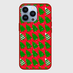 Чехол для iPhone 13 Pro Рождественские ёлки, цвет: 3D-красный