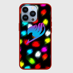 Чехол для iPhone 13 Pro Fairy Tail неоновые лого, цвет: 3D-красный