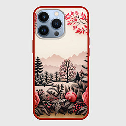 Чехол для iPhone 13 Pro Украшения зимы новый год, цвет: 3D-красный
