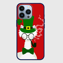 Чехол для iPhone 13 Pro Лама - альпака в день Патрика, цвет: 3D-тёмно-синий