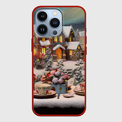 Чехол для iPhone 13 Pro Объемные новогодние домики, цвет: 3D-красный