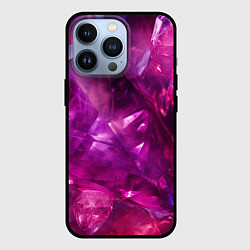 Чехол для iPhone 13 Pro Фиолетовые и розовые кристалы, цвет: 3D-черный