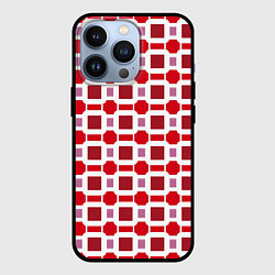 Чехол iPhone 13 Pro Красные кирпичики и белые полосы