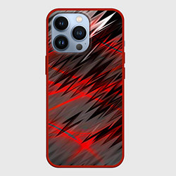 Чехол для iPhone 13 Pro Красные полосы надрезы, цвет: 3D-красный