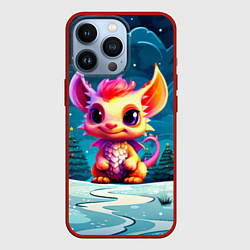 Чехол для iPhone 13 Pro Маленький пушистый дракошка, цвет: 3D-красный