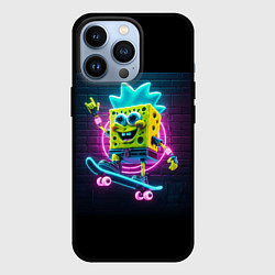 Чехол для iPhone 13 Pro Sponge Bob on a skateboard, цвет: 3D-черный