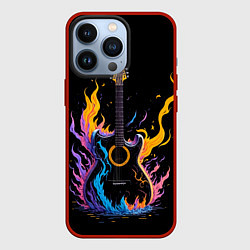 Чехол для iPhone 13 Pro Гитара в неоновом огне, цвет: 3D-красный