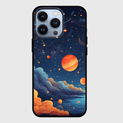 Чехол для iPhone 13 Pro Нарисованный космос, цвет: 3D-черный