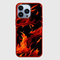 Чехол для iPhone 13 Pro Пламя в темноте, цвет: 3D-красный
