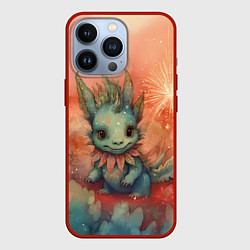 Чехол для iPhone 13 Pro Праздничный дракон с искрами, цвет: 3D-красный