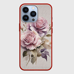 Чехол для iPhone 13 Pro Нежные розовые розы на стене, цвет: 3D-красный