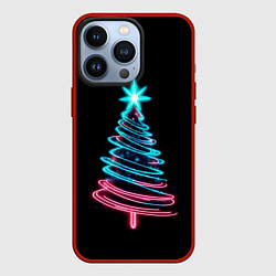 Чехол для iPhone 13 Pro Неоновая ёлка, цвет: 3D-красный