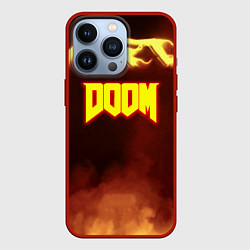 Чехол для iPhone 13 Pro Doom storm огненное лого, цвет: 3D-красный