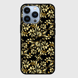 Чехол для iPhone 13 Pro Gold khokhloma, цвет: 3D-черный