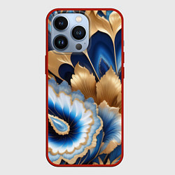 Чехол для iPhone 13 Pro Королевский синий с золотом, цвет: 3D-красный