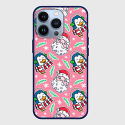 Чехол для iPhone 13 Pro Персонажи новогодние, цвет: 3D-тёмно-синий