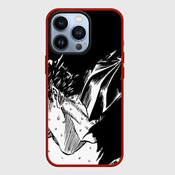 Чехол для iPhone 13 Pro Берсерк Гатс в чёрных доспехах, цвет: 3D-красный