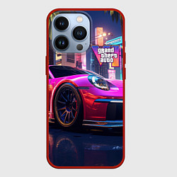 Чехол для iPhone 13 Pro GTA 6 auto, цвет: 3D-красный