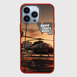 Чехол для iPhone 13 Pro GTA 6 вертолет, цвет: 3D-красный