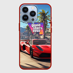 Чехол для iPhone 13 Pro GTA 6 red auto, цвет: 3D-красный