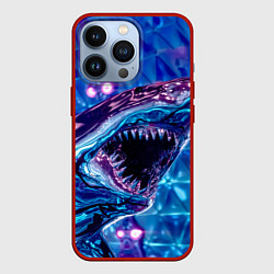 Чехол для iPhone 13 Pro Фиолетовая акула, цвет: 3D-красный