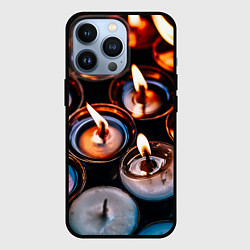 Чехол для iPhone 13 Pro Новогодние горящие свечи, цвет: 3D-черный