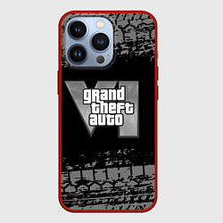 Чехол для iPhone 13 Pro GTA 6 следы шин, цвет: 3D-красный