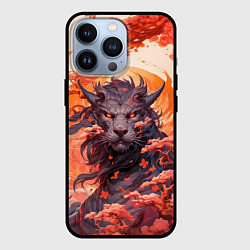 Чехол для iPhone 13 Pro Тигровый дракон сакура, цвет: 3D-черный