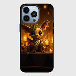 Чехол для iPhone 13 Pro Дракон в желтых фонариках, цвет: 3D-черный