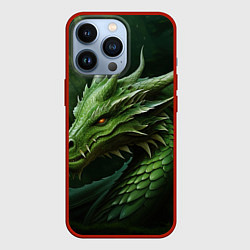Чехол для iPhone 13 Pro Лесной зеленый дракон символ 2024 года, цвет: 3D-красный