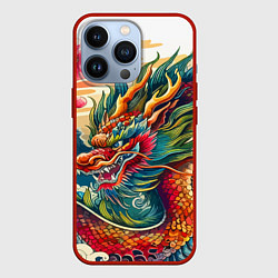 Чехол iPhone 13 Pro Гравюра японского дракона