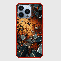 Чехол для iPhone 13 Pro Летящие камни и взрыв, цвет: 3D-красный