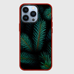 Чехол для iPhone 13 Pro Хвоя - паттерн, цвет: 3D-красный