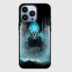 Чехол для iPhone 13 Pro Синий скелет в дыму, цвет: 3D-черный